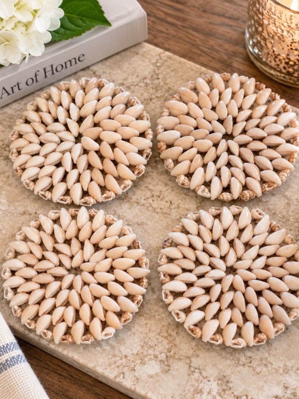 Set of 4 Seashell Coasters